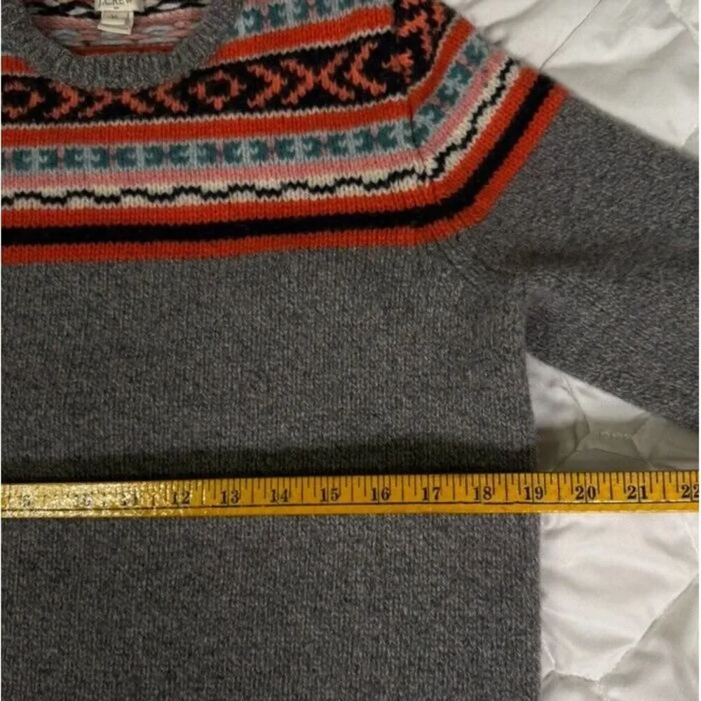 J.Crew Nordic Sweater‎ Lambswool Fair Isle Apres Ski Childrens XL Grey Orange